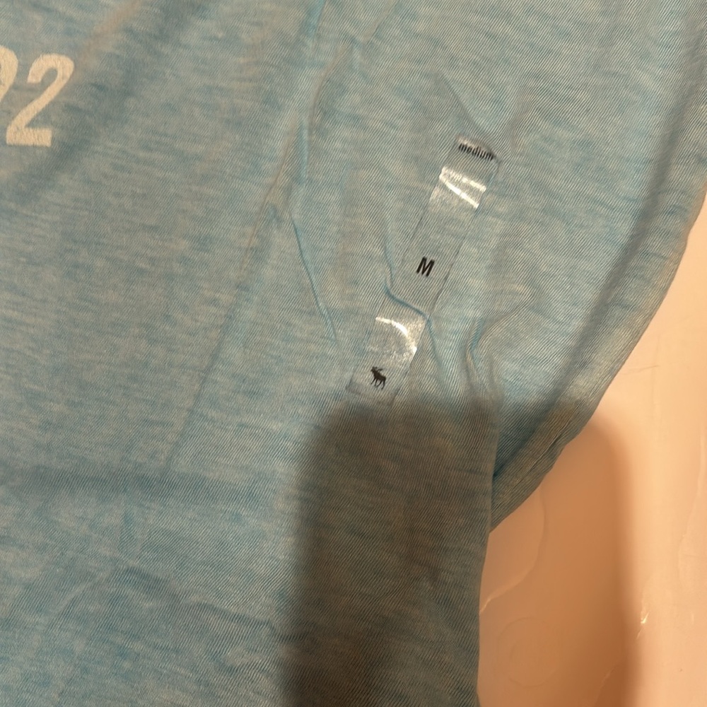 NWT Abercrombie & Fitch Light Blue Graphic Tee M Soft thin swim up pub - Picture 4 of 9